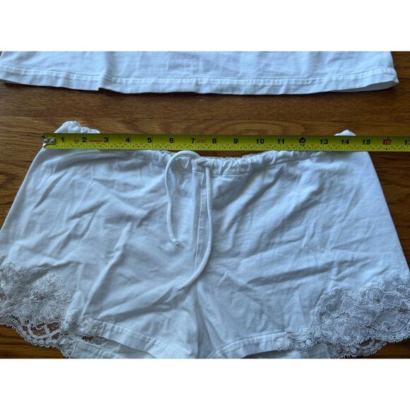 La Perla White Cotton Lace Racerback Tank Top Set Lounge Pajamas M - Picture 8 of 13